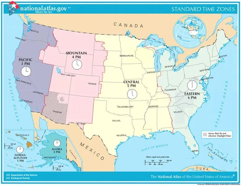 Fuseaux horaires aux USA